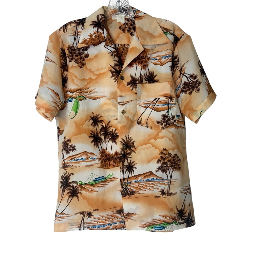 Made In Hawaii Men's Small Hawaiian Button-Up‎ Short Sleeve Shirt Palm Tree